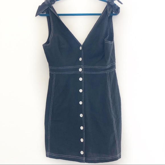 Free People London Town Overall Romper Black sz 8 - Picture 2 of 16